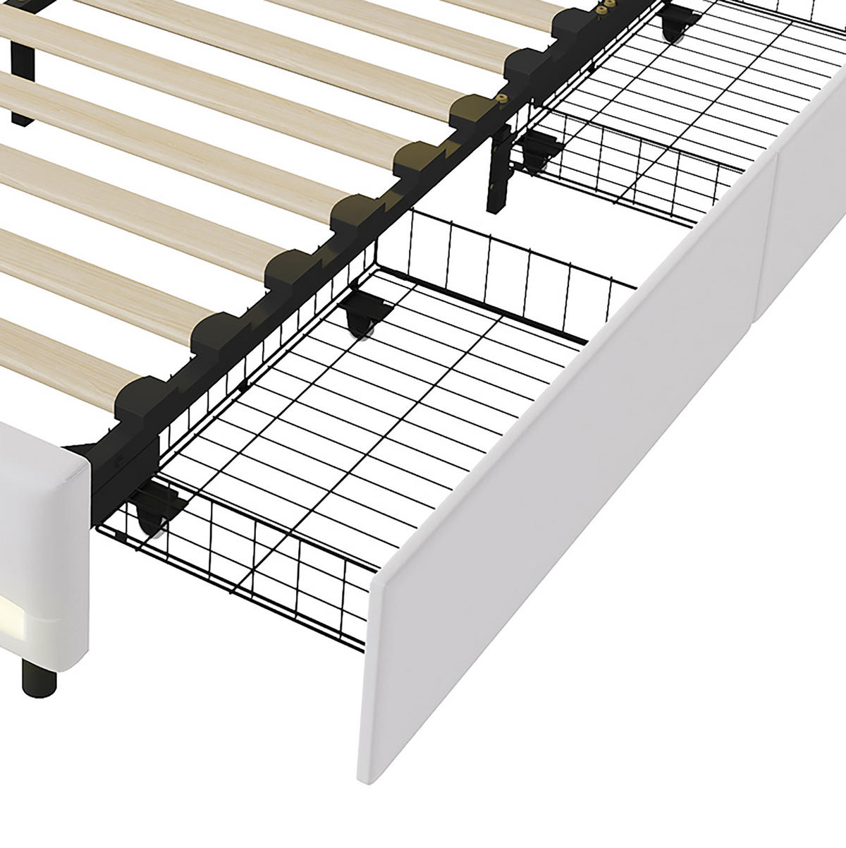 POLSTERBETT Geometrisch 140/200 cm mit 4 Schubladen & App-LED Samtoptik Beige - Beige, Textil (140/200cm) - Creahappy