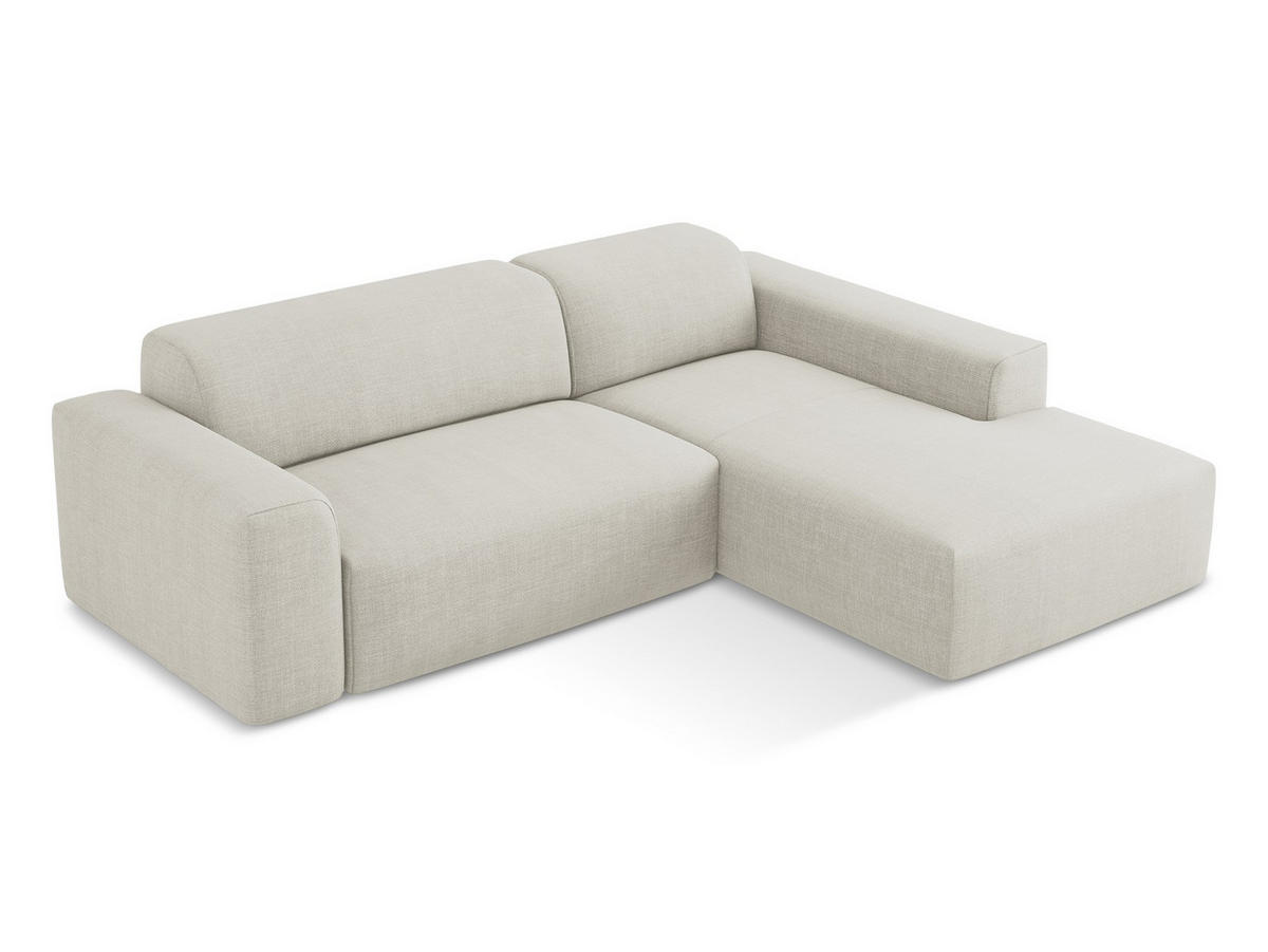 POUF Strukturstoff Beige - Creme/Schwarz, Holzwerkstoff/Kunststoff (75/37/75cm) - Makamii