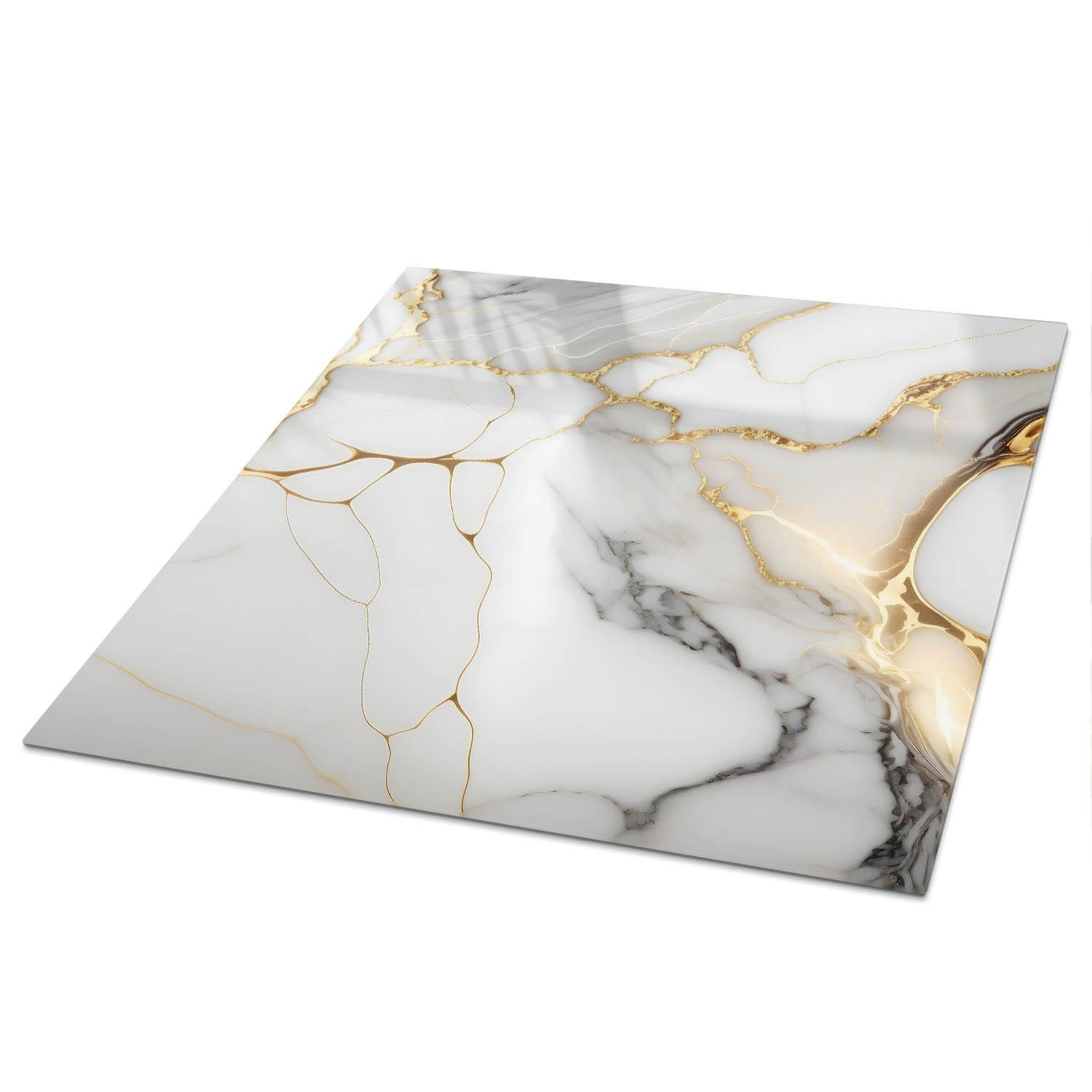 TISCHPLATTE 50x50 cm – Abstrakter Marmor - Creme, Glas (50/50/0.4cm) - Wallfluent