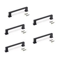 MÖBELGRIFFE Tanger, L147.5mm, 128mm Achsenabstand, Zamak, Schwarz lackiert 5er-set - Schwarz, Kunststoff (1.7/3/14.75cm) - EMUCA