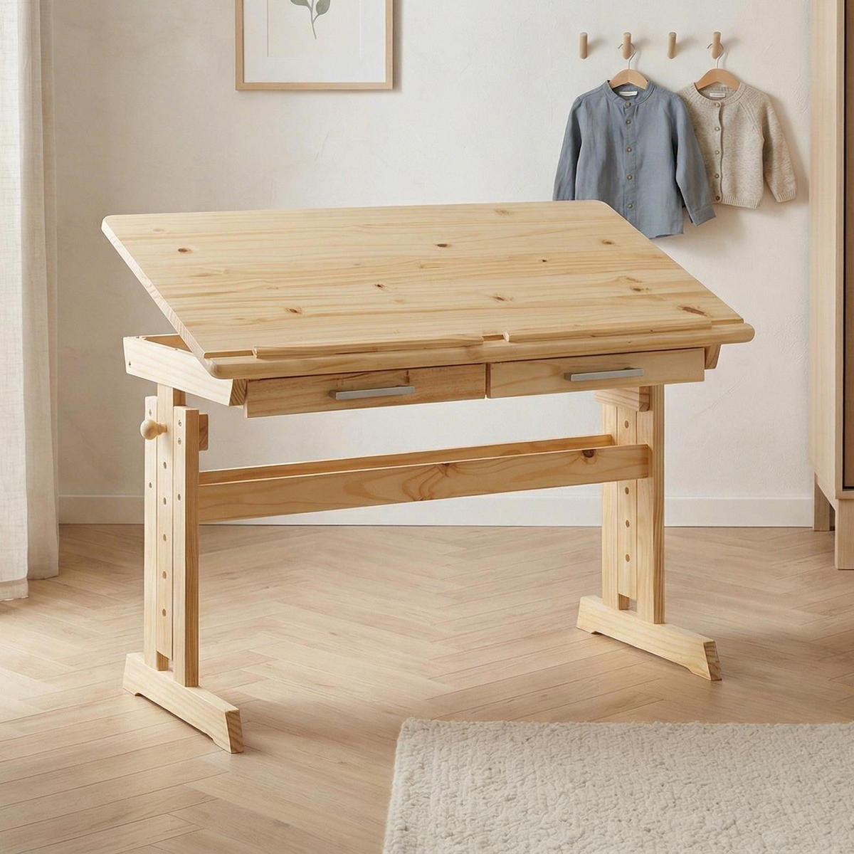 KINDERSCHREIBTISCH OLIVIA - Naturfarben, Holz (109/130/55cm) - IDIMEX