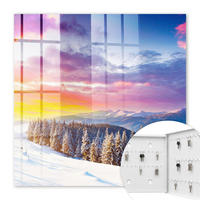 SCHLÜSSELBOX Weiß 30x30 cm – Türöffnung nach rechts - Wintersonnenuntergang - Lila, Metall (30/30/5cm) - TULUP
