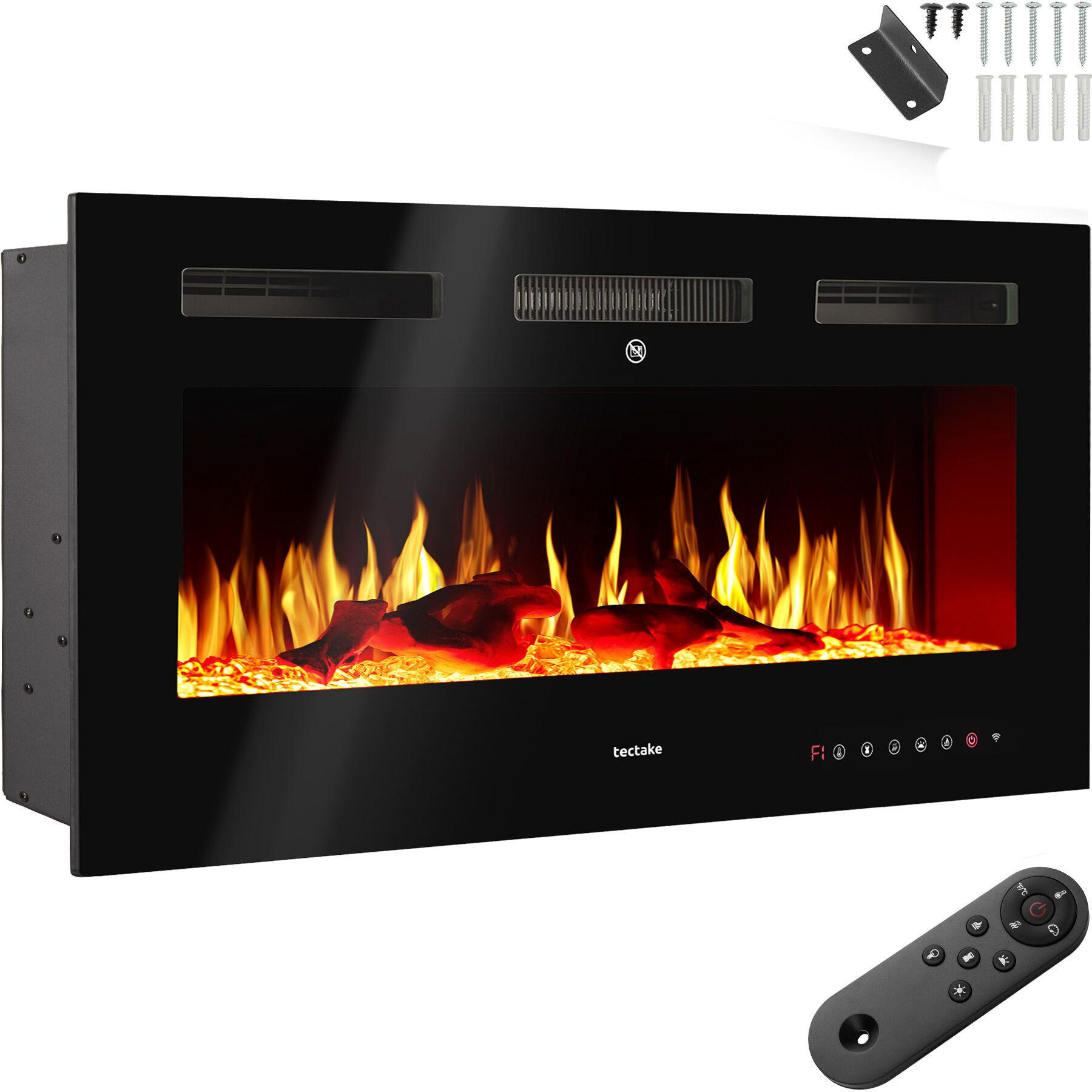 tectake Elektro-Wandkamin Schwarz 106.5x43x12 cm