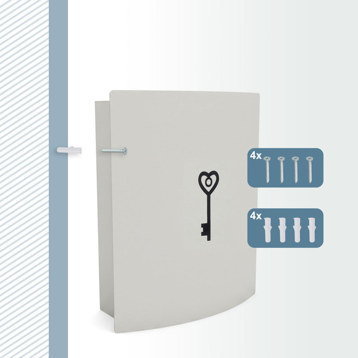 SCHRÁNKA na klíče - bílá, kov (21/24/6.5cm) - Relaxdays