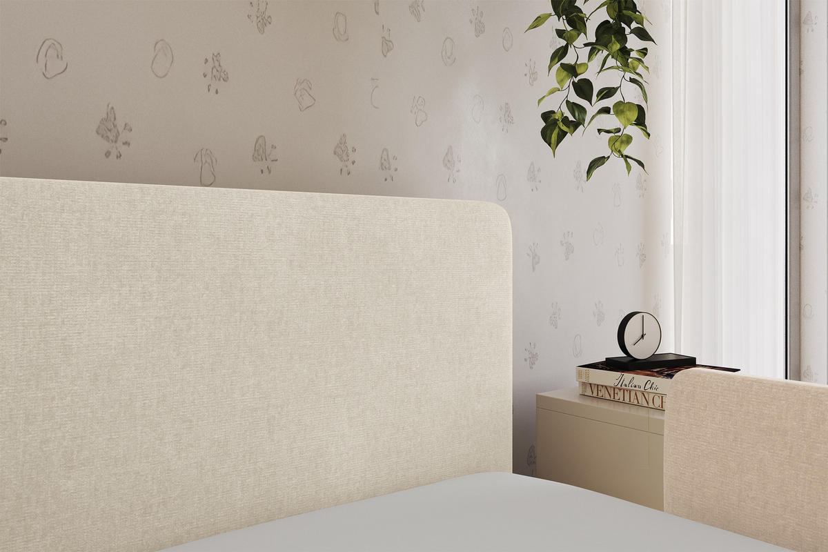 EINZELLBETT Jugendbett mit Bettkasten und Matratze H3/H4, Links - NORY 90x200 Beige - Beige, Holzwerkstoff/Textil (90/200cm) - ALTDECOR