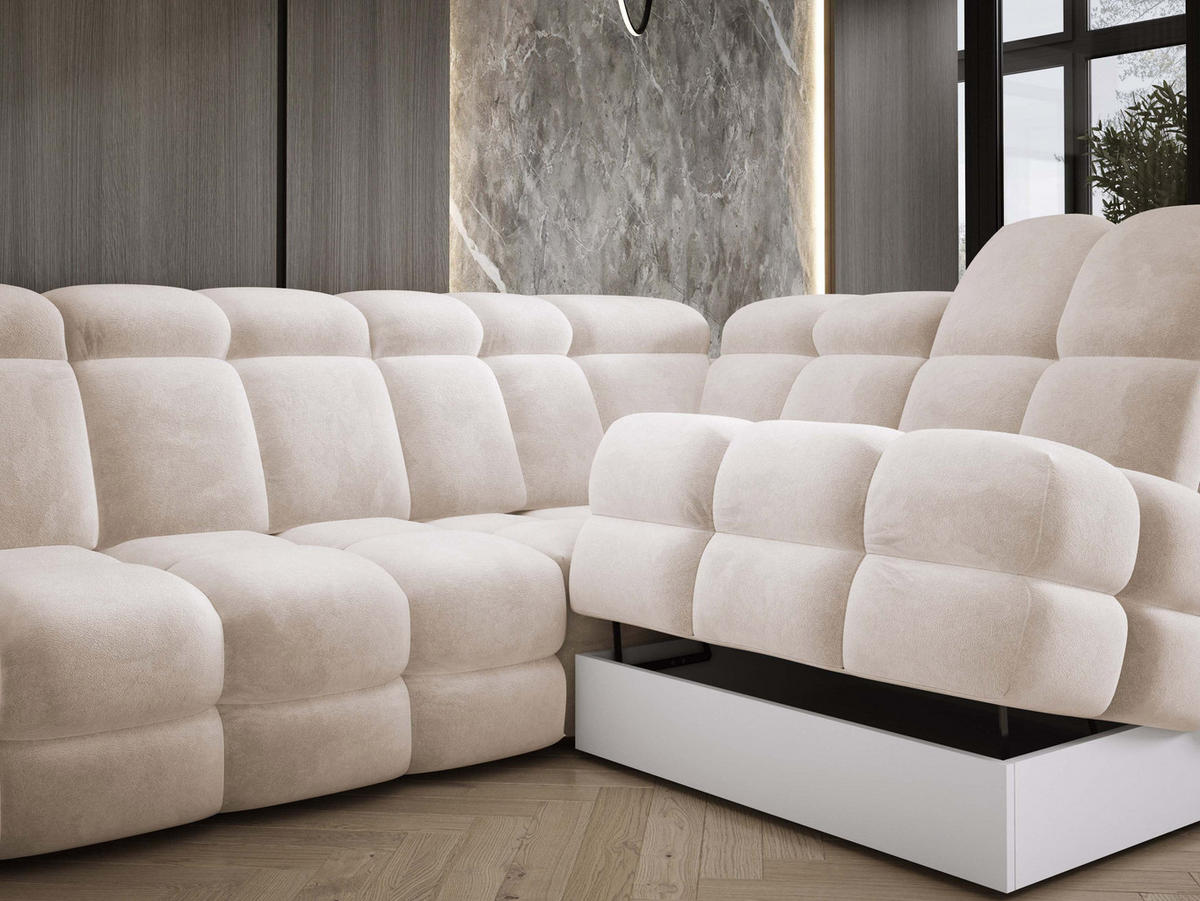 ECKSOFA TOLLO Salvador-stoff L-form 302x217x105 cm creme - Creme, Holz/Textil (217/302cm) - DomoHome