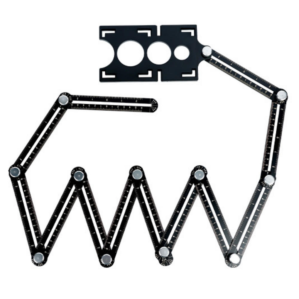 MESSLINEAL – mit Positionierungsloch, 12-fach gefaltet - Schwarz, Metall (18/5/1cm) - DCA