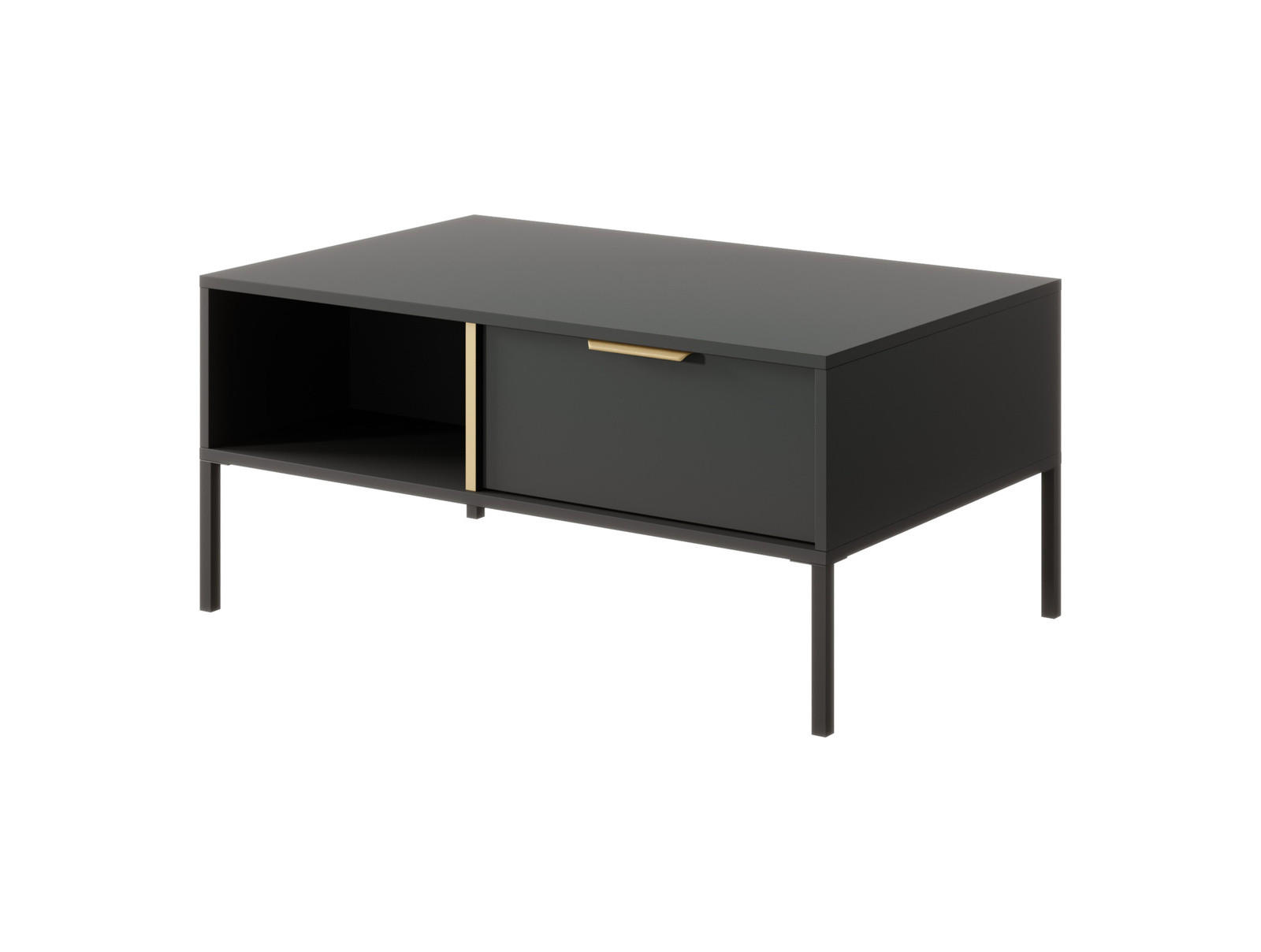 COUCHTISCH Valdi H 97 cm Anthrazit / Gold - mit 2 Schubladen i offener Nische - Anthrazit/Gelb, Holz/Holzwerkstoff (60/97/44cm) - Ravio