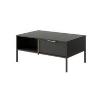 COUCHTISCH Valdi H 97 cm Anthrazit / Gold - mit 2 Schubladen i offener Nische - Anthrazit/Gelb, Holz/Holzwerkstoff (60/97/44cm) - Ravio