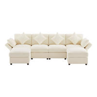 WOHNLANDSCHAFT 284/156.5/86 cm Beige mit 2 Hockern und verstellbaren Armlehnen - Beige, Textil (284/86/156.5cm) - Oxeza