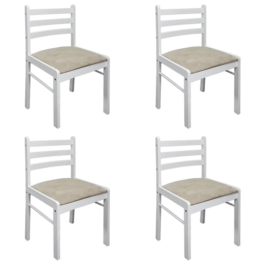 ESSZIMMERSTÜHLE 4 Stk. Weiß Massivholz Gummibaum und Samt 44*45*81cm - Weiß/Grau, Metall (44/81/45cm) - ZMH