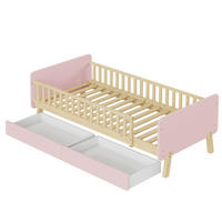 KINDEREINZELBETTEN aus Massivholz 90x190 cm in Rosa mit 2 Schubladen - Rosa, Holz (90/190cm) - Modfu