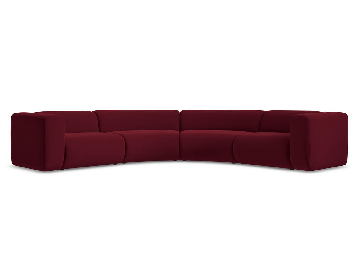 ECKSOFA Samt Stoff Rot - Bordeaux/Rot, Kunststoff/Textil (318/318cm) - Makamii