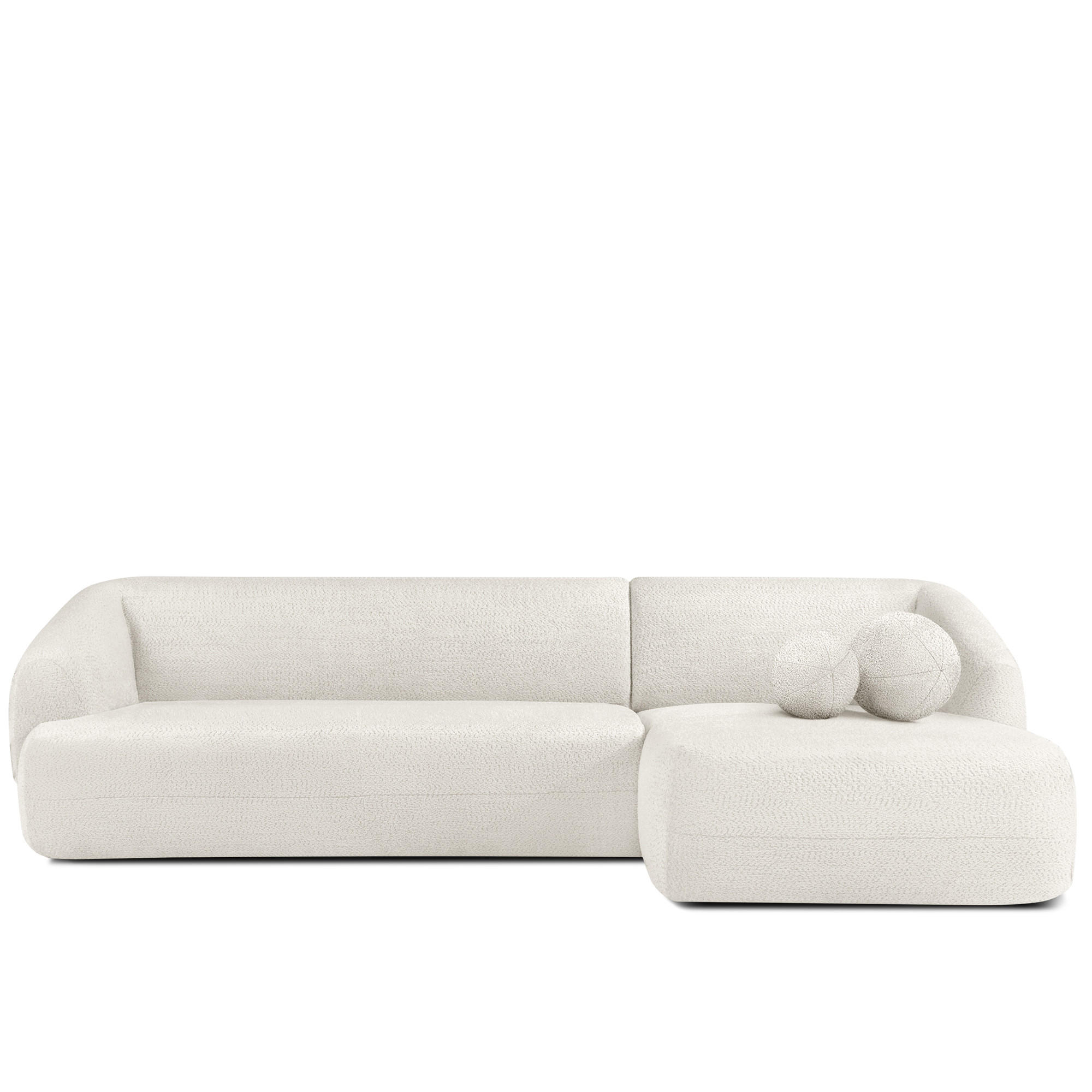ECKSOFA RECHTS VIRA, Weiß, Chenille - Schwarz/Weiß, Holz/Holzwerkstoff (300/160cm) - KONSIMO®