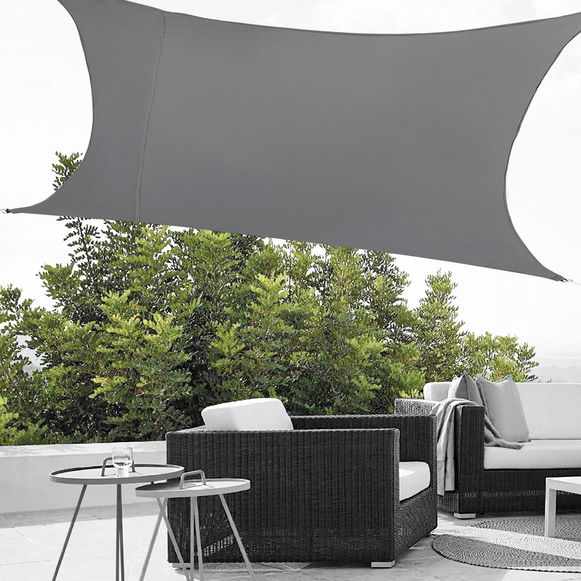 SONNENSEGEL Lerma rechteckig - Dunkelgrau, Textil (300/400cm) - [en.casa]