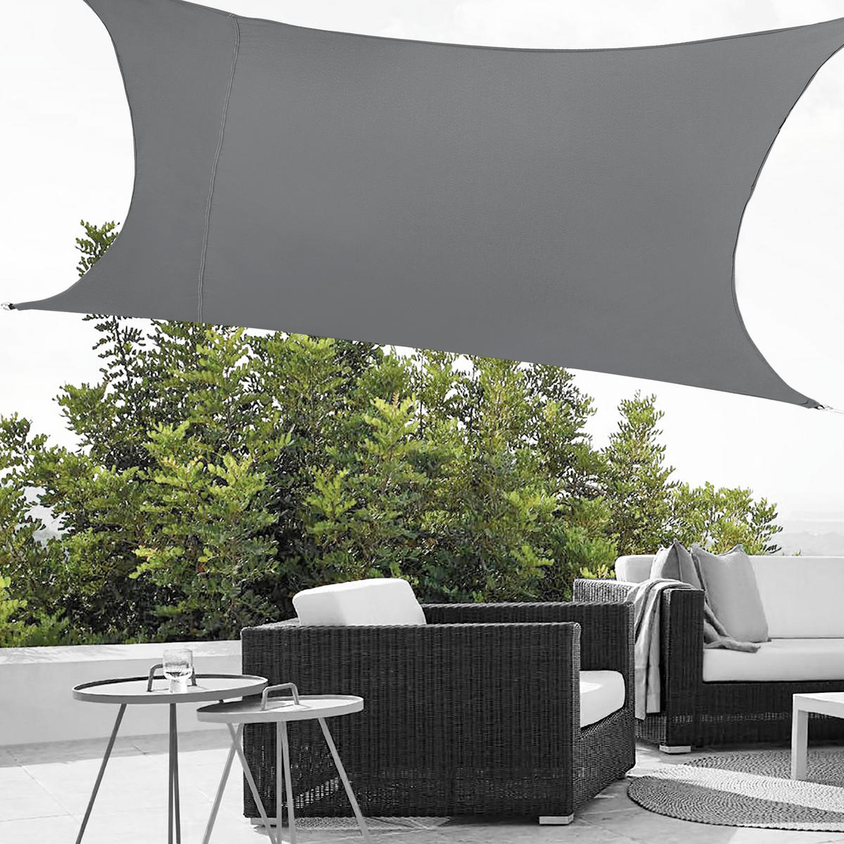 SONNENSEGEL Lerma rechteckig - Dunkelgrau, Textil (500/300cm) - [en.casa]