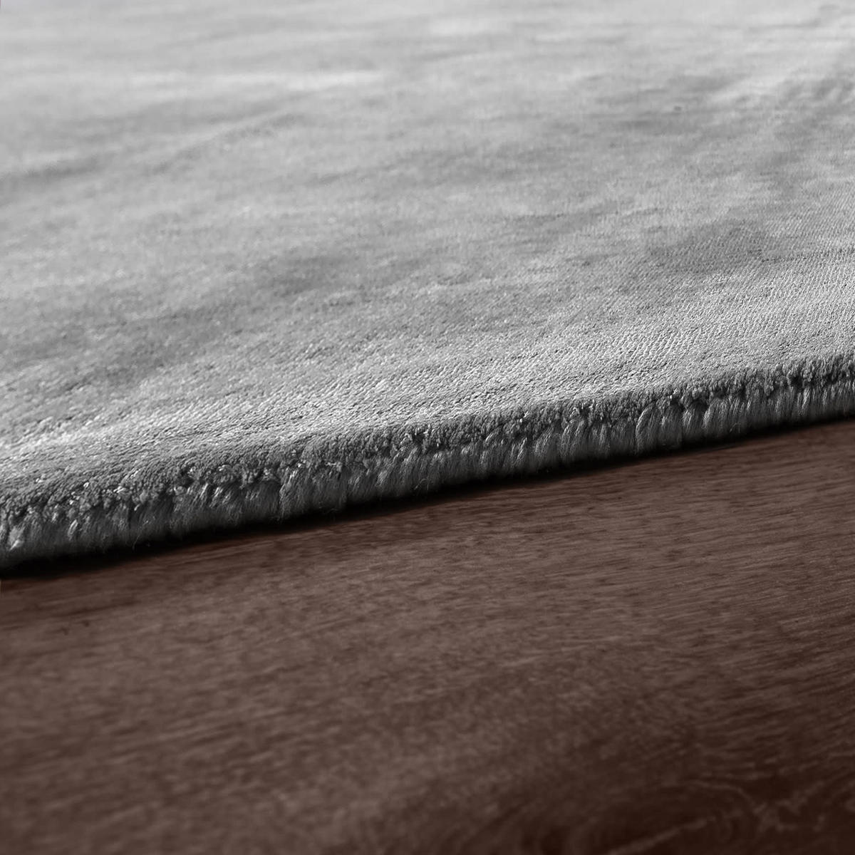 TEPPICH Viskose Unifarben Wohnzimmer schmutzabweisend Grau Rechteckig 80x150 - Grau, Textil (80/150cm) - KADIMA DESIGN