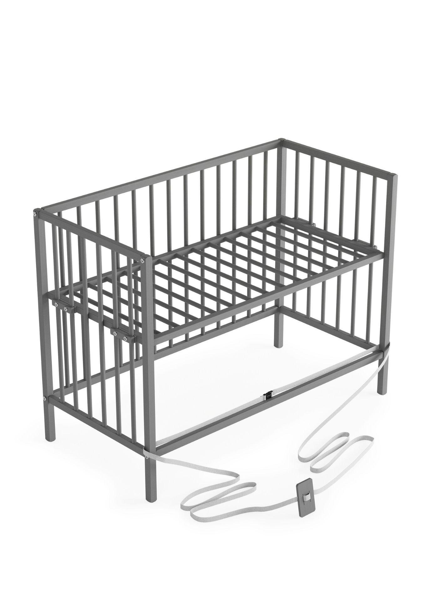 BEISTELLBETT mit Umbauseite - grau - Dreamy 4 in 1 Bett - Grau, Holz (120/90/60cm) - Sämann – make a difference.