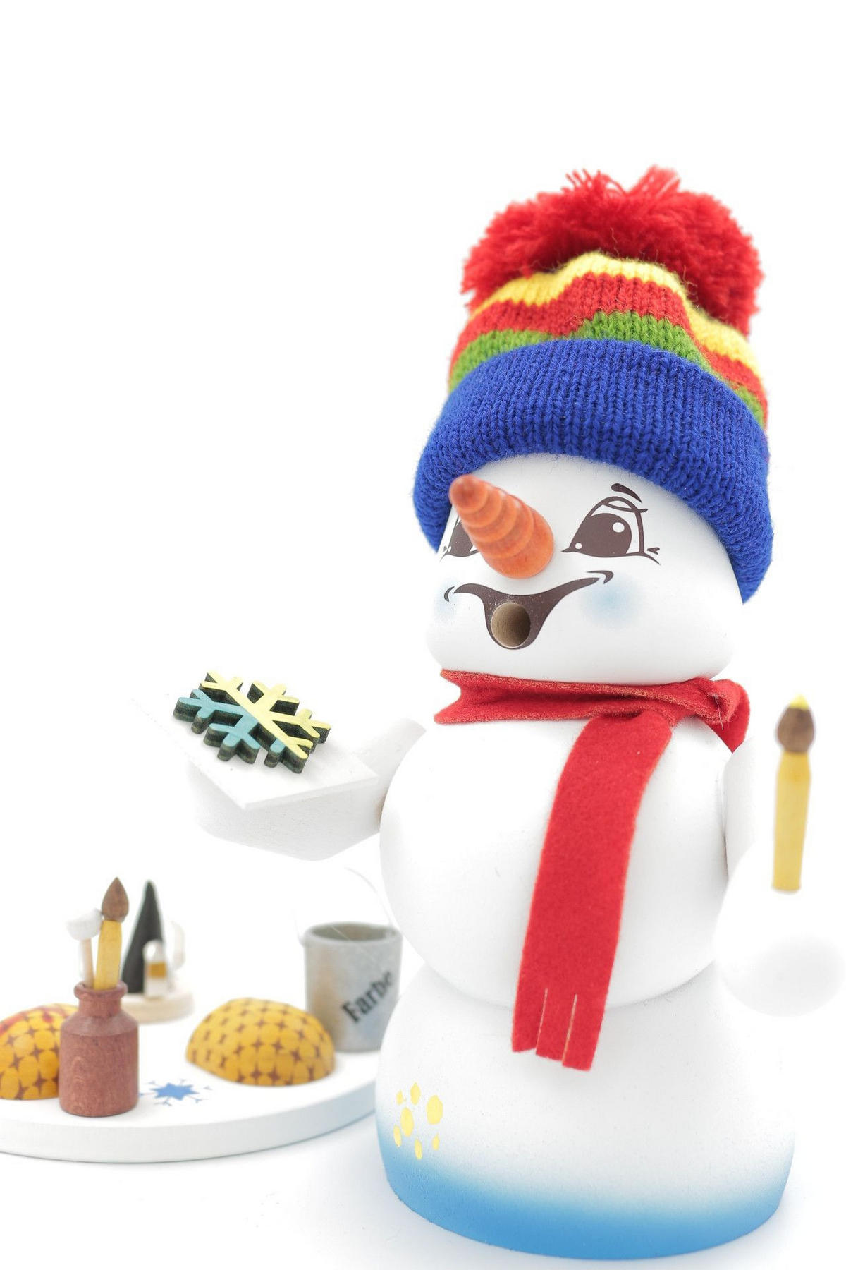 RAUCHFIGUR Schneemann Weiß Maler 19 cm - Multicolor, Holz (15/19/0.1cm)