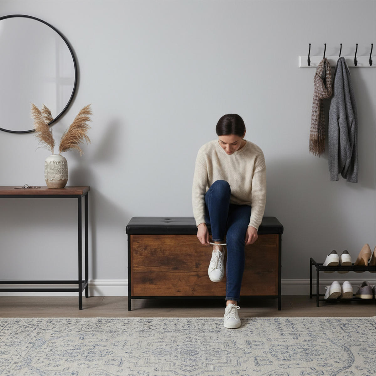 TRUHENBANK - Multicolor, Holzwerkstoff/Kunststoff (80/50/40cm) - Relaxdays