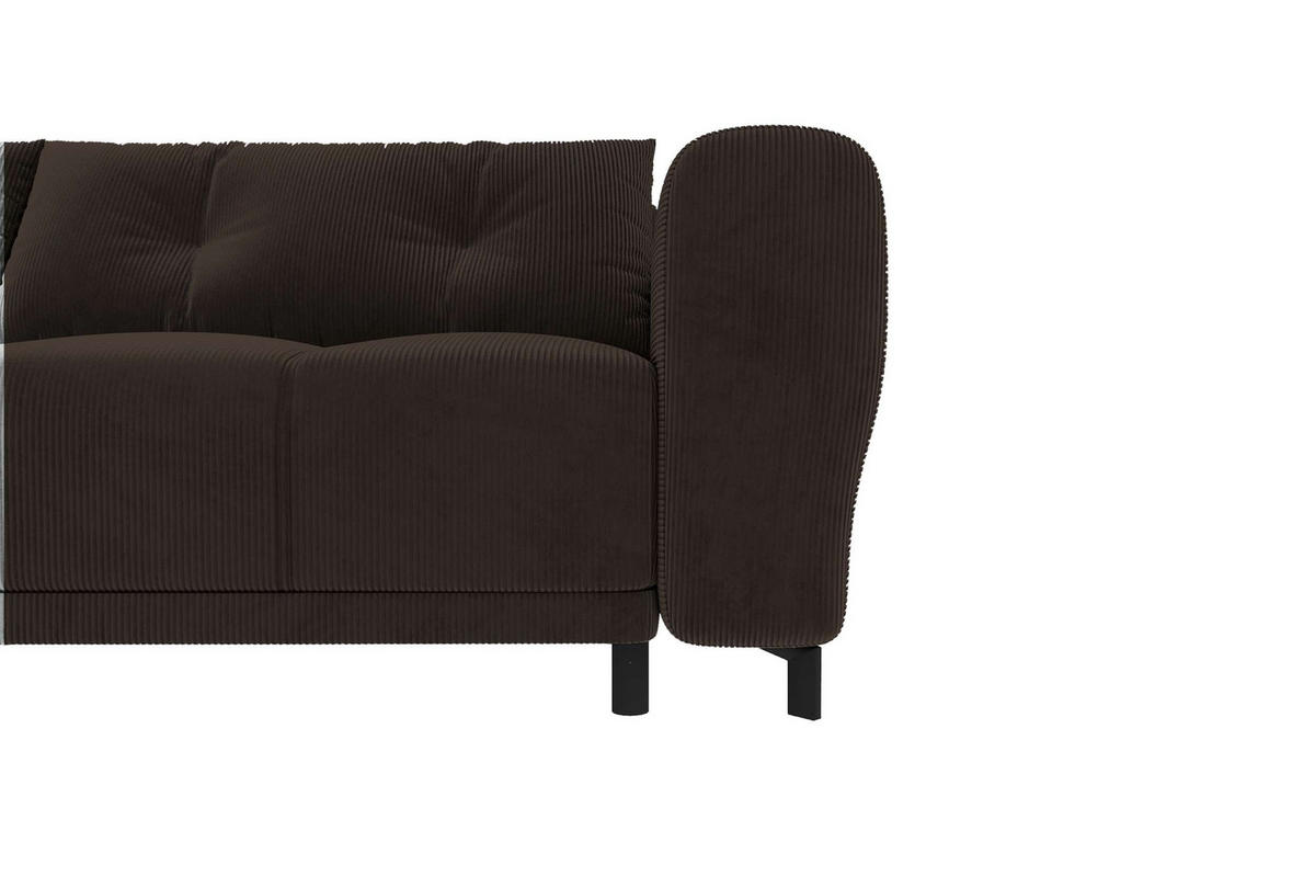 ECKSOFA Massimo Cordstoff Braun inkl. Schlaffunktion Links - Schwarz/Braun, Textil/Metall (246/177cm) - 99rooms
