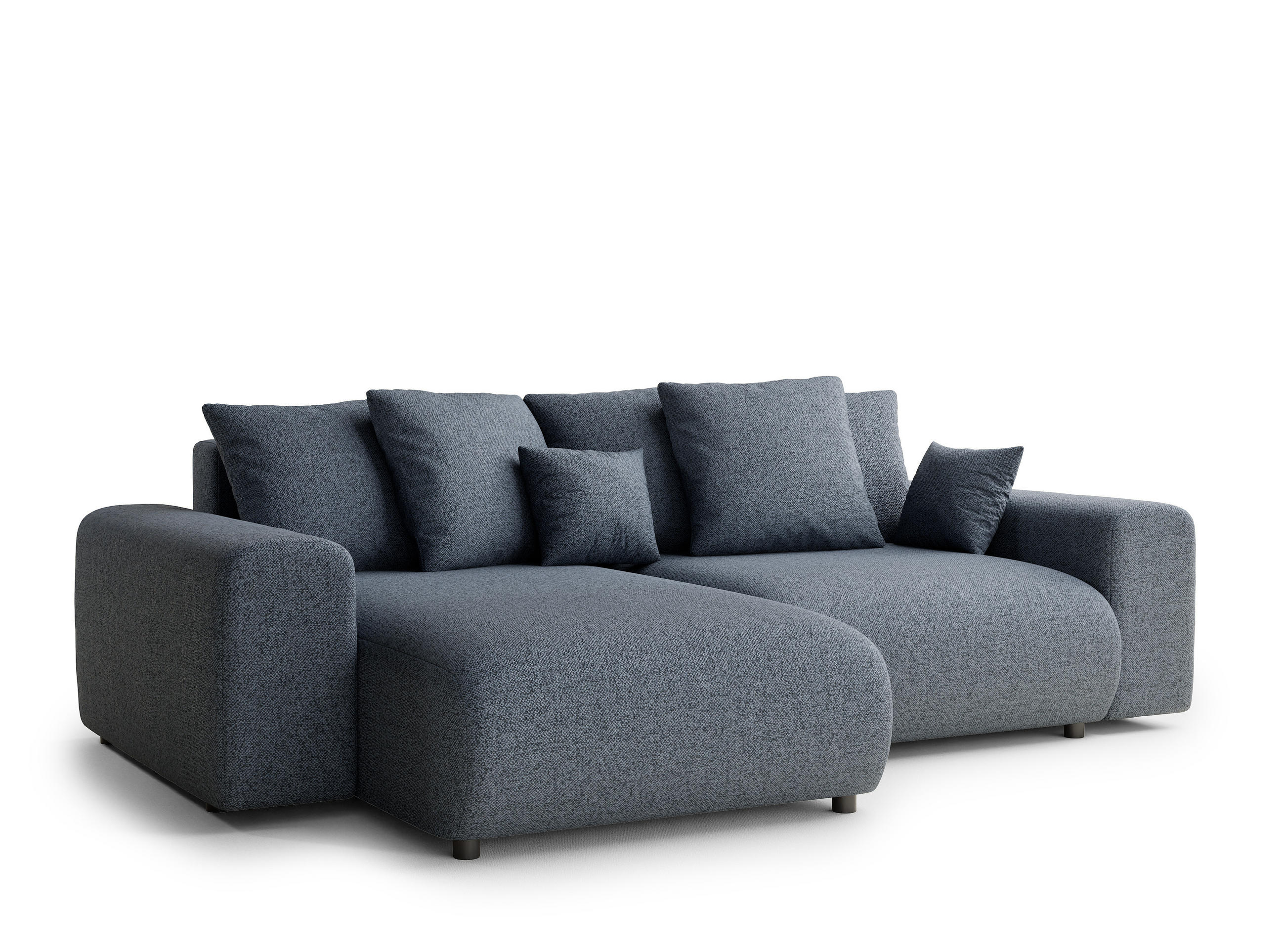 ECKSOFA MIT SCHLAFFUNKTION Solo Blau Grau Webstoff - Blaugrau/Schwarz, Holz/Holzwerkstoff (255/168cm) - Maison de Reve