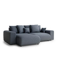 ECKSOFA MIT SCHLAFFUNKTION Solo Blau Grau Webstoff - Blaugrau/Schwarz, Holz/Holzwerkstoff (255/168cm) - Maison de Reve