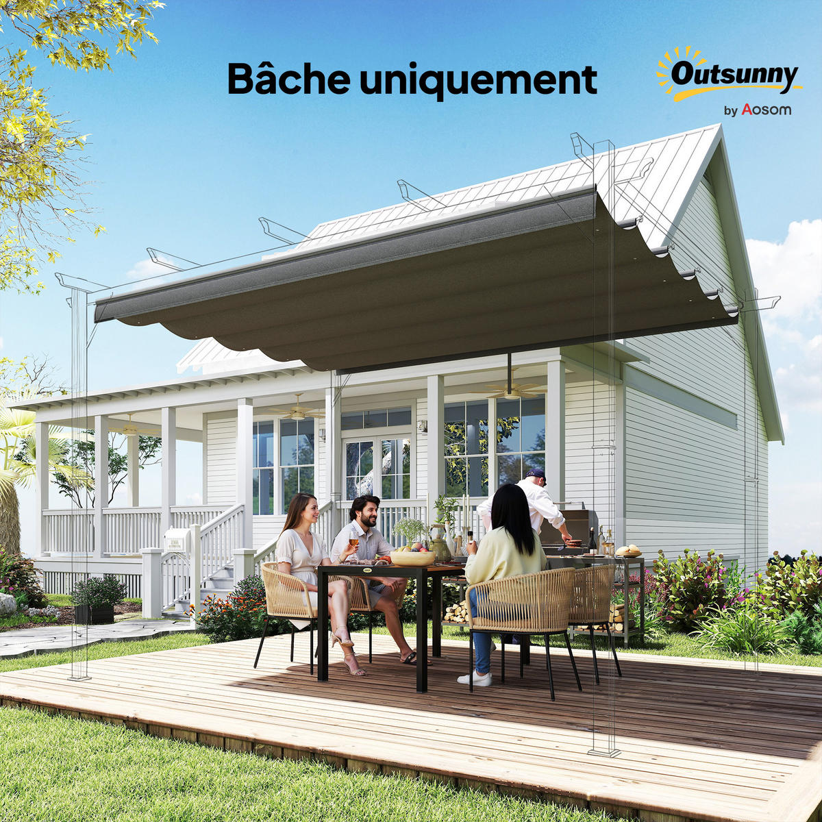 DACH für Pergola DE-12580 250/255 cm Dunkelgrau - Dunkelgrau, Textil (255/6/250cm) - ComfortXL