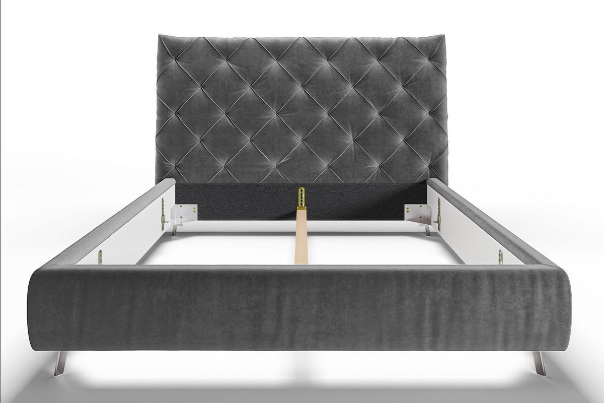 POLSTERBETT ANNY Grau Massivholz - Grau, Textil (160/200cm) - KAWOLA