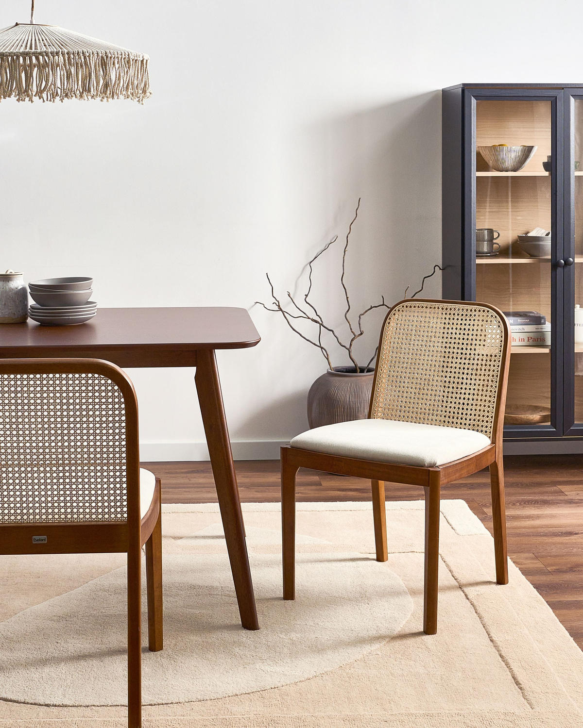 ESSZIMMERSTUHL 2er-Set Stoff Braun/Beige Edina - Beige, Textil (50/80/54cm) - Beliani