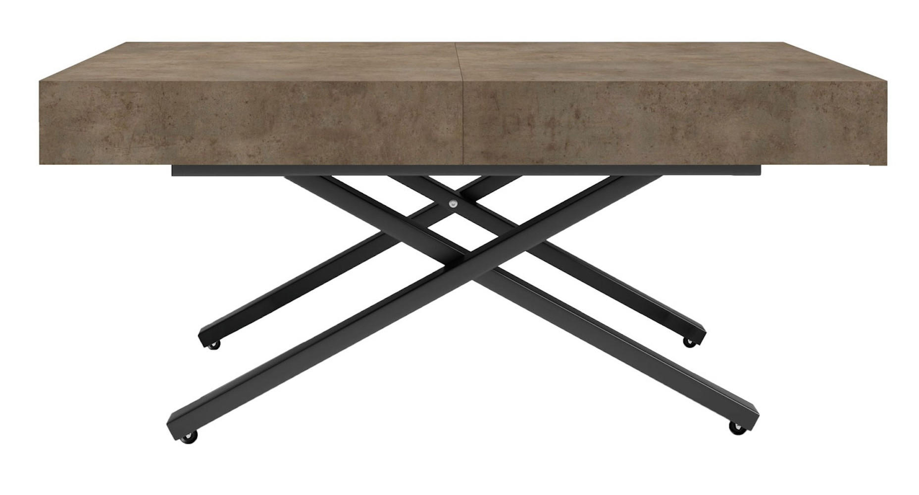 COUCH-/ESSTISCH Sanna X Chicago Concrete dunkelgrau 120 - 200 / 80 / 27 - 80cm - Dunkelgrau/Schwarz, Holz/Holzwerkstoff (80/120/27cm) - Feldmann-Wohnen