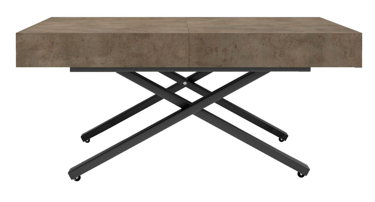 COUCH-/ESSTISCH Sanna X Chicago Concrete dunkelgrau 120 - 200 / 80 / 27 - 80cm - Dunkelgrau/Schwarz, Holz/Holzwerkstoff (80/120/27cm) - Feldmann-Wohnen