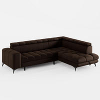 ECKSOFA CANDY CANE Rechts Braun Velours-Stoff mit Schlaffunktion und Bettkasten - Dunkelbraun, Textil (264/192cm) - Barchello