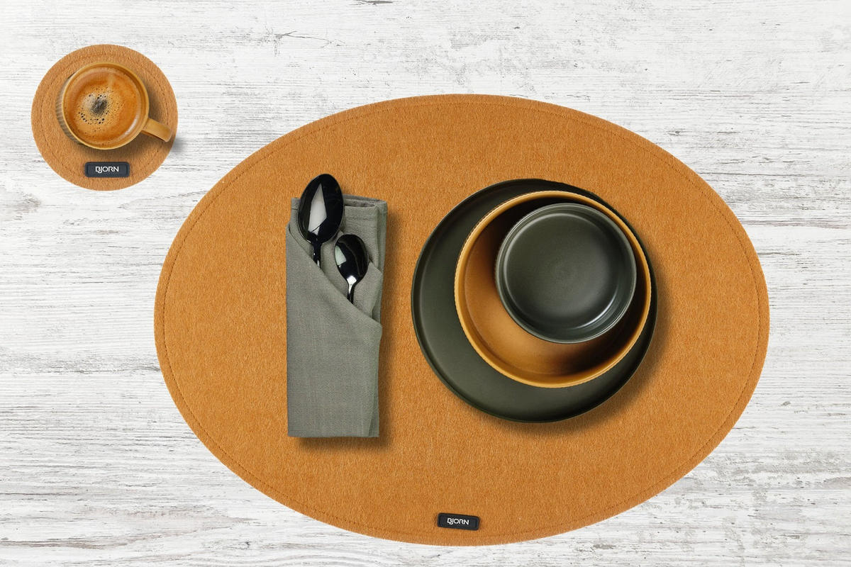 TISCHSET - 6er-Set - Recycelter Filz in Braun - Braun, Textil (33/45cm) - Björn