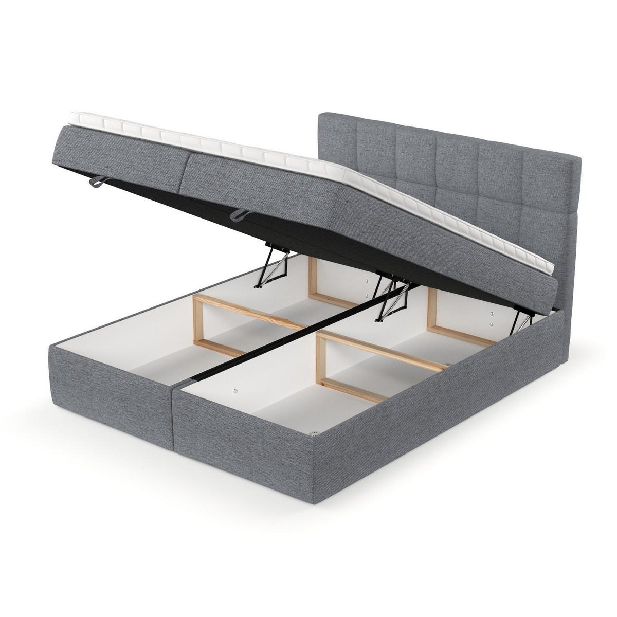 BOXBETT Savio 180/200 cm Grau im Neve Stoff - Schwarz/Grau, Holz/Holzwerkstoff (180/200cm) - AltaBeds