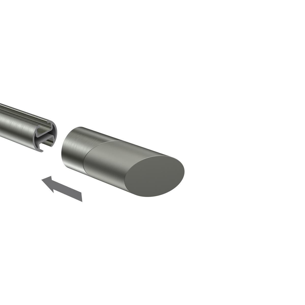 ENDSTÜCKE FÜR GARDINENSTANGEN 20 mm Ø, Verano Edelstahl-Optik/Satin-Silber, Packung 2 Stück - Edelstahlfarben/Silberfarben, Metall (6.1/2.5/2.5cm) - INTERDECO