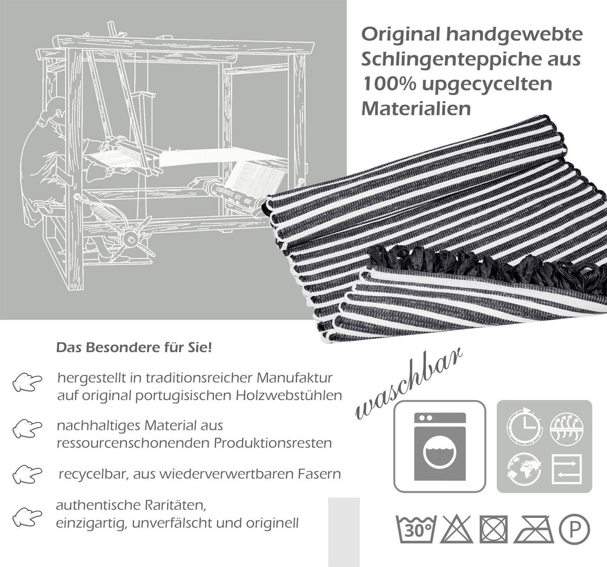 HANDGEWEBTER Läufer 50x70 cm Schwarz - Schwarz, Naturmaterialien/Textil (50/70cm) - Lashuma