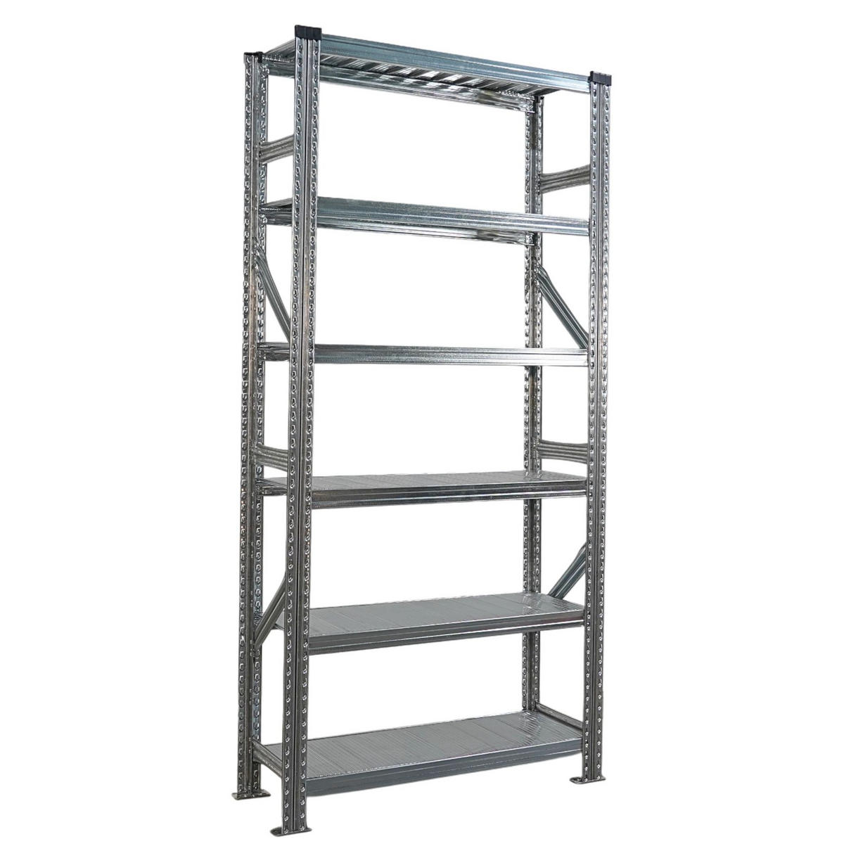 FACHBODENREGAL Proximo Stecksystem 210x90x32cm 6 Ebenen Beidseitig nutzbar Verzinkt - Silberfarben, Metall (90/210/32cm) - PROREGAL