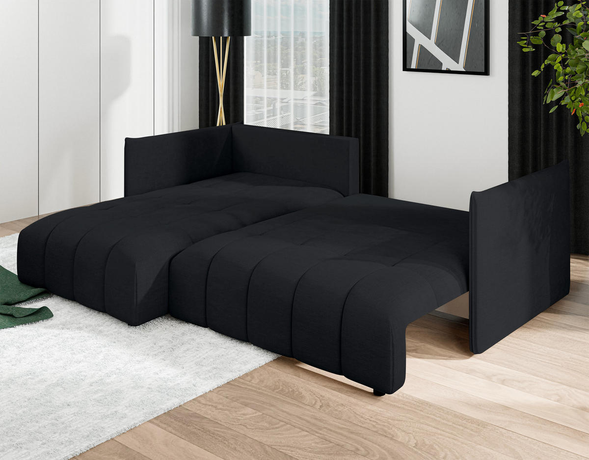 ECKSOFA L Form Gaziante Anthrazit 245/182/83 cm – mit Bettkasten - Schwarz, Kunststoff/Textil (245/182cm) - AX Living