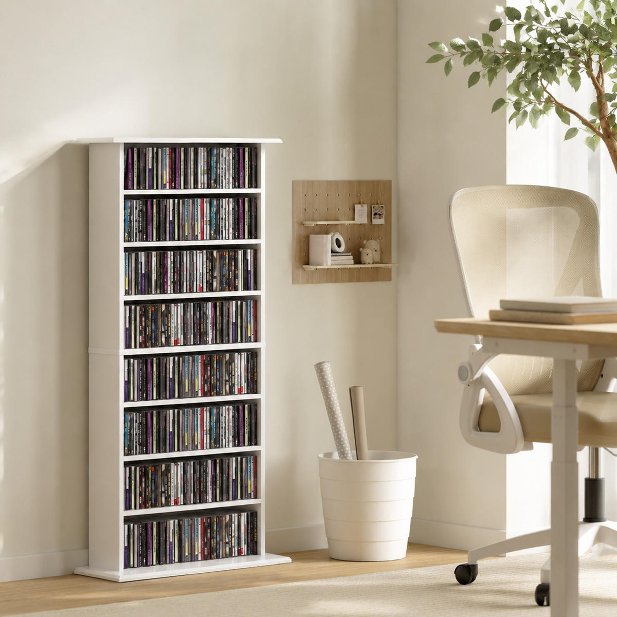 MEDIENSCHRANK Holzspanplatte Weiß - Weiß, Holzwerkstoff (24/126.3/58cm) - HOMCOM