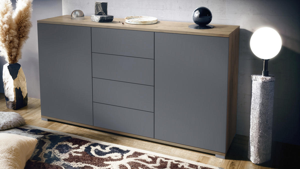SIDEBOARD Santo Anthrazit matt - Anthrazit, Holzwerkstoff (138.5/75.5/35cm) - Vladon