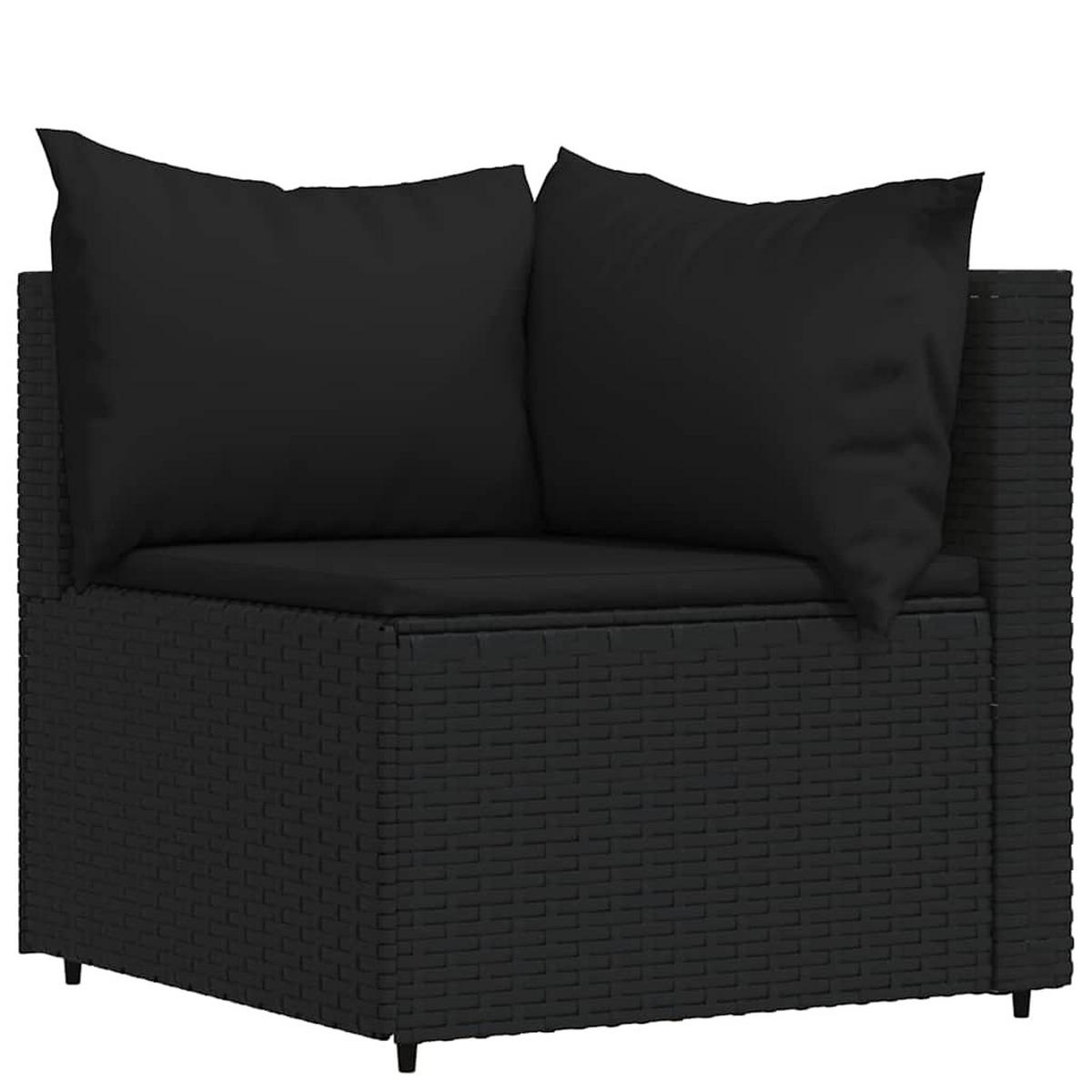 LOUNGEGARNITUR mit Auflagen und 50 cm Couchtisch, aus Poly Rattan und Glas, Schwarz, 4-teiliges Set - Schwarz, Kunststoff - vidaXL