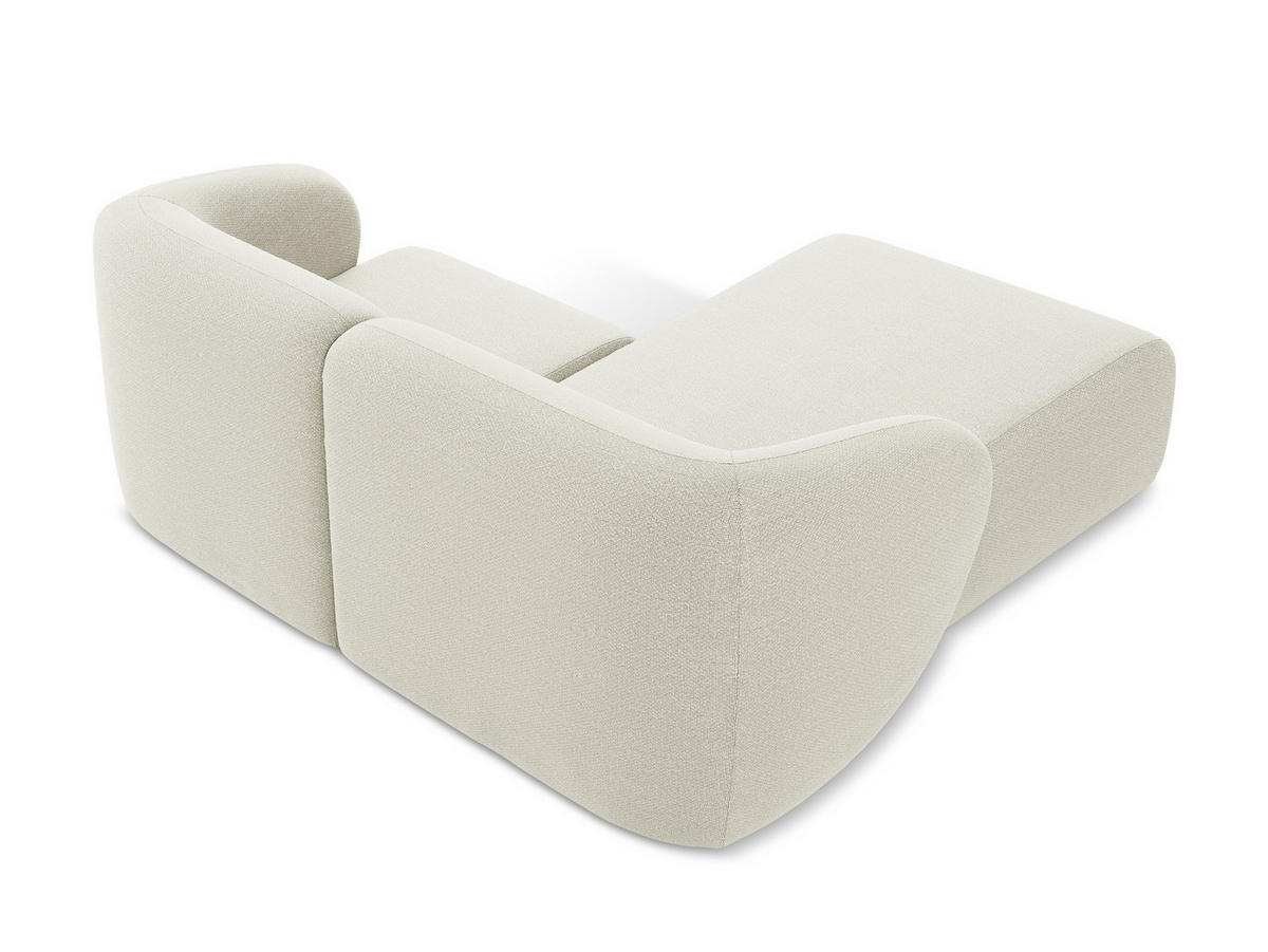 ECKSOFA Links Bouclé Stoff Beige - Sandfarben/Schwarz, Holzwerkstoff/Kunststoff (178/166cm) - Makamii
