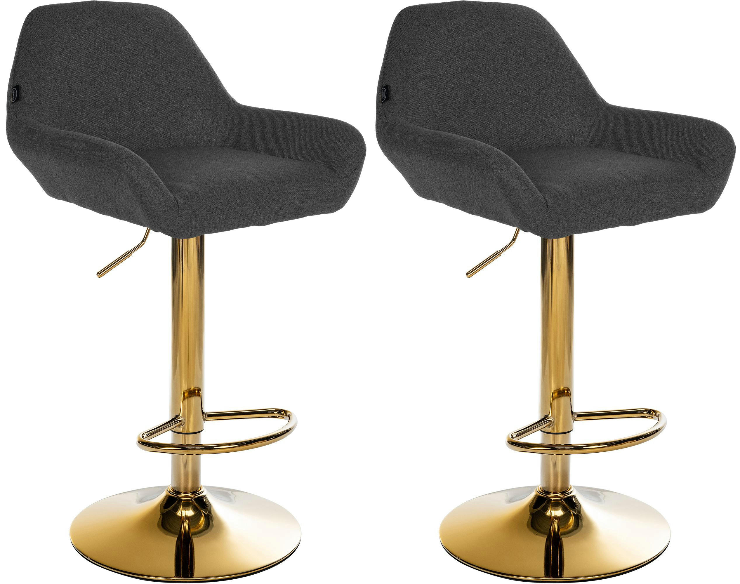 BARHOCKER 2er Set Stoff schwarz - Goldfarben/Schwarz, Textil/Metall (51/89/52cm) - CLP