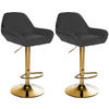 BARHOCKER 2er Set Stoff schwarz - Goldfarben/Schwarz, Textil/Metall (51/89/52cm) - CLP