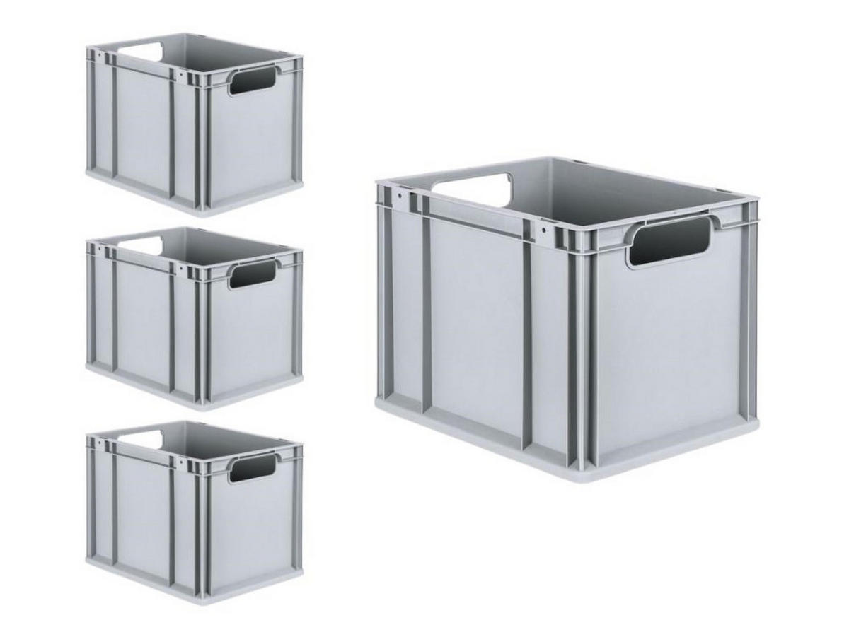 EUROBOX 4x Nextgen Economy Griffe Offen 32x30x40cm 30 Liter - Grau, Kunststoff (30/32/40cm) - PROREGAL