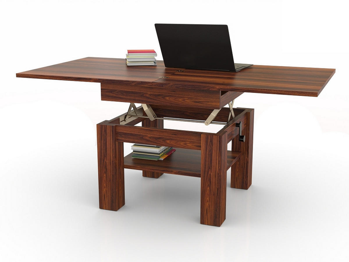 COUCHTISCH quadratisch aufklappbar höhenverstellbar 70/75/69 cm - Nussbaumfarben, Holzwerkstoff (75/70/57cm) - designimpex