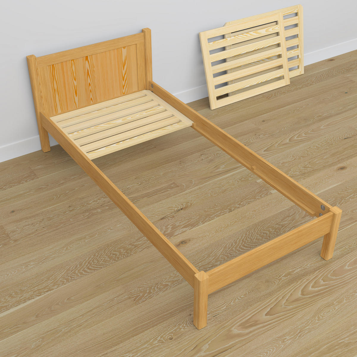 BETT mit Schublade N02 Naturkiefer 100/200 - Hellbraun, Naturmaterialien/Holz (100/200cm) - N-Wood