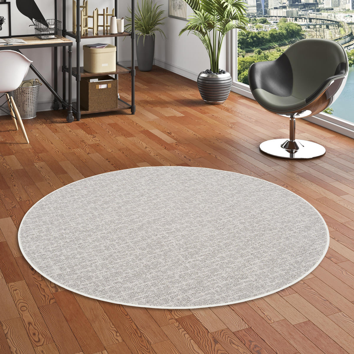 SCHLINGEN DESIGNER TEPPICH NIVA RUND - Creme, Textil (160/160cm) - Snapstyle