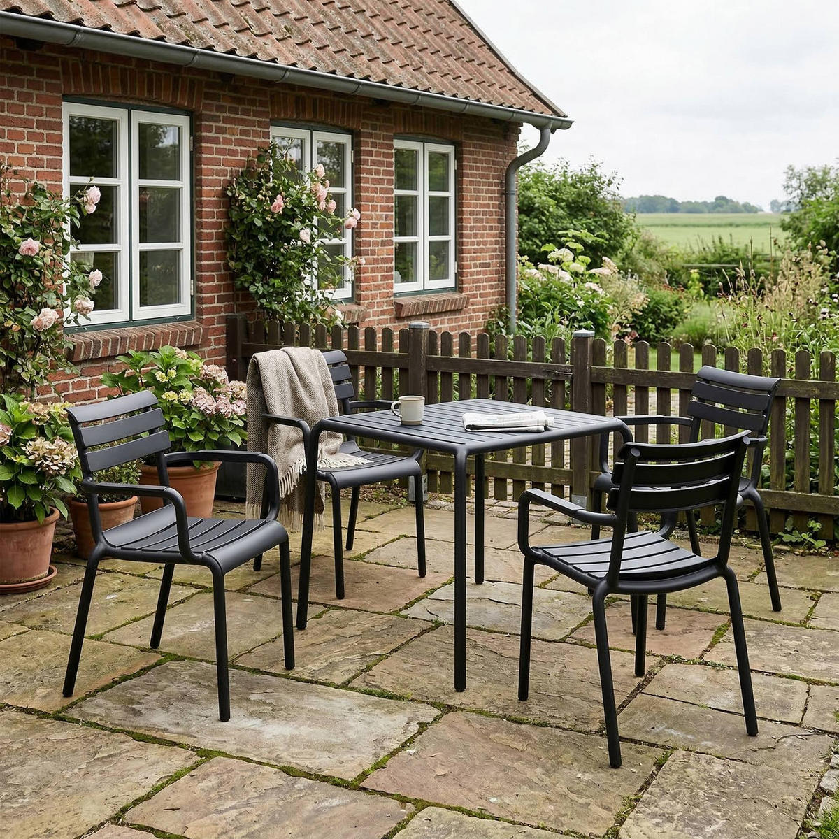 GARTENSTUHL Kunststoff Schwarz - Schwarz, Kunststoff (58/85/59cm) - CLP